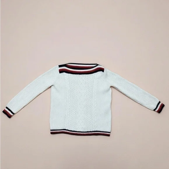 Tommy Hilfiger White Sweater with Black and Red Accents - Picture 2 of 3